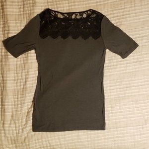 Ann Taylor Lace Neck Top, Size Small